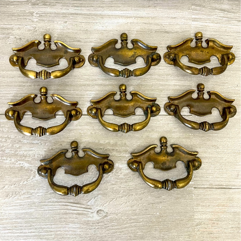 Vintage Antique Brass Drawer Pulls 3”